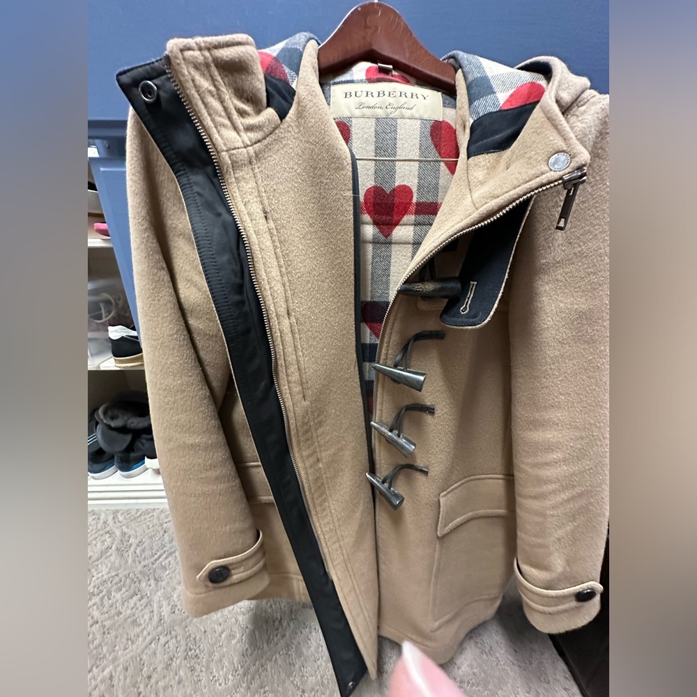 Burberry wool car coat with hood